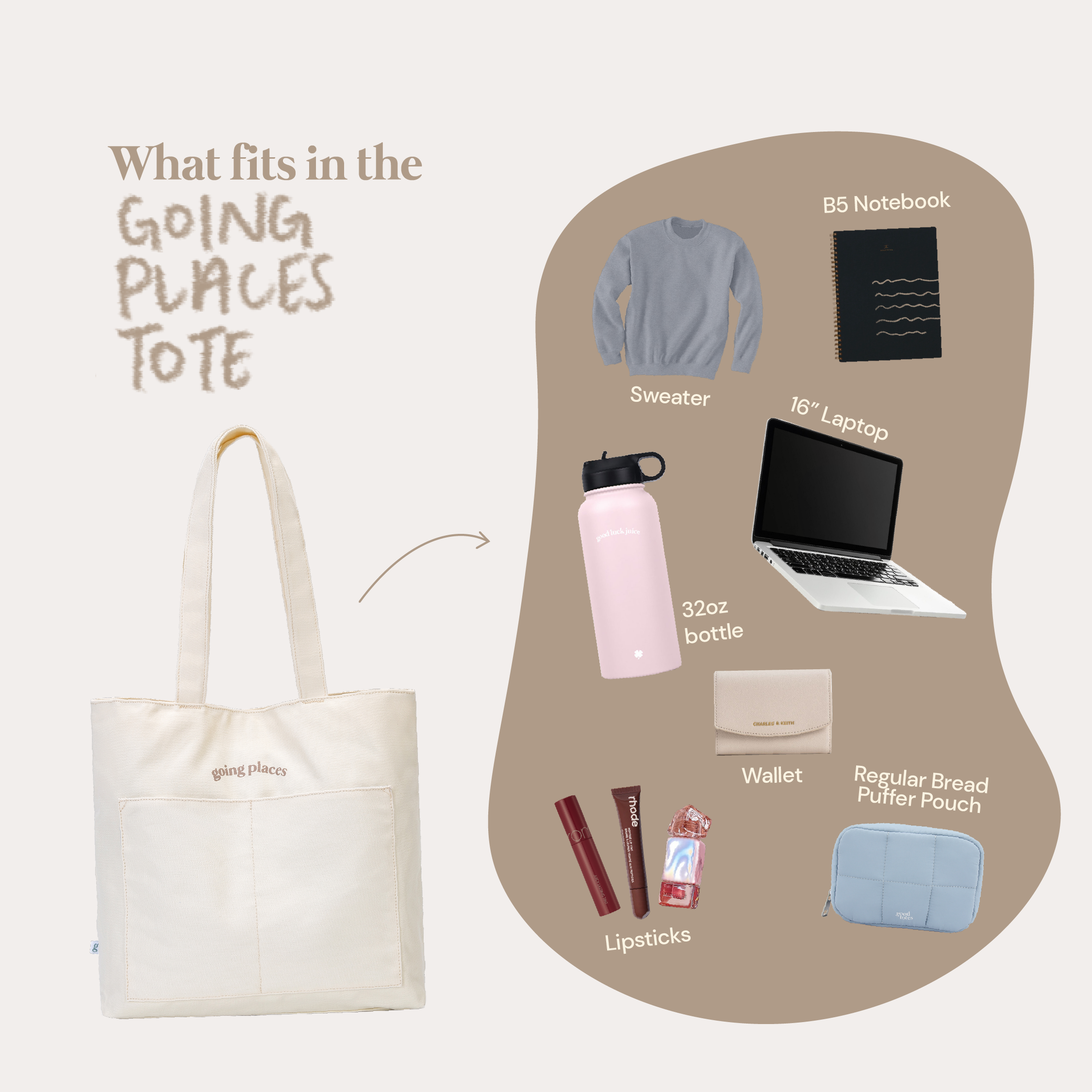 Going Places Tote (Canvas Oat)