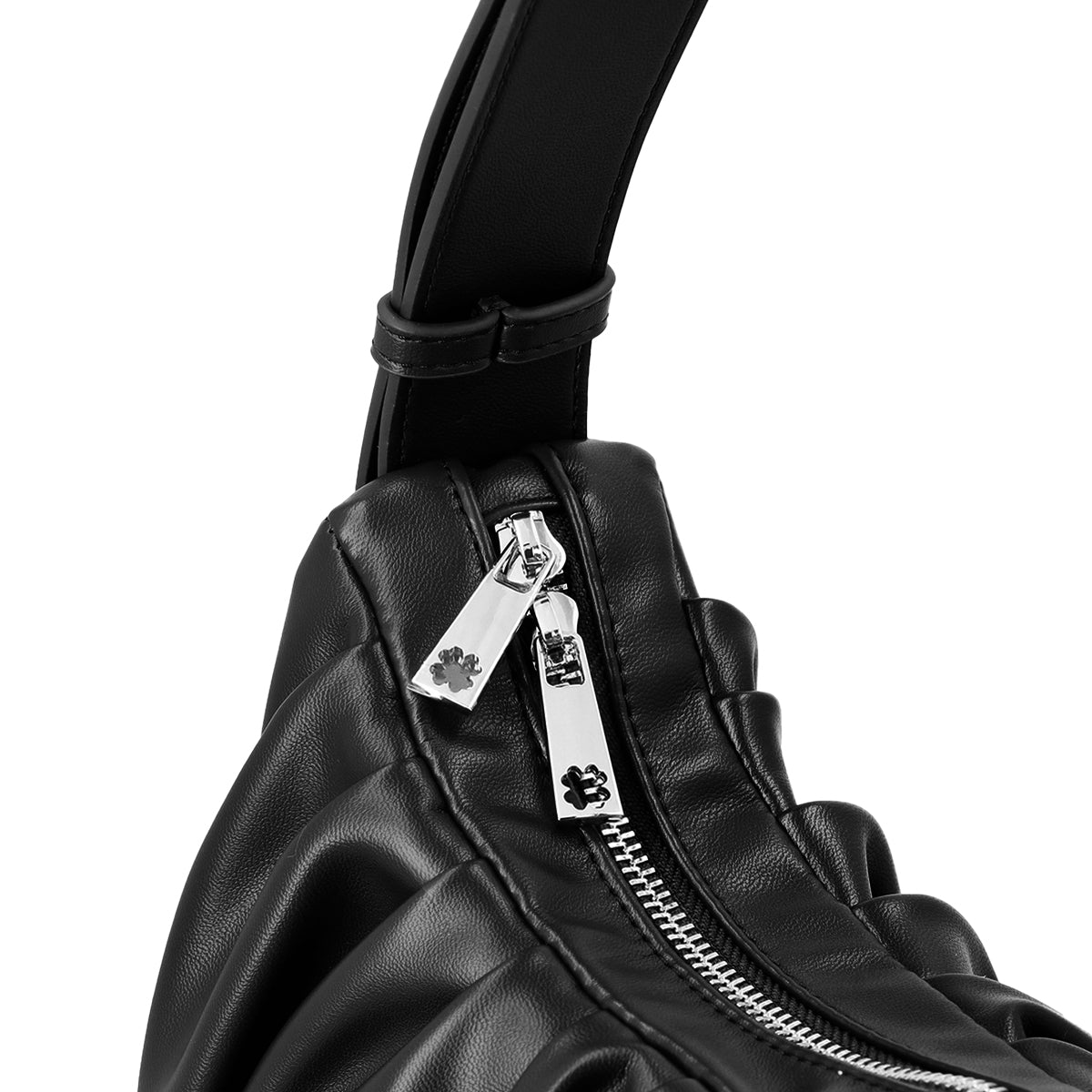 Leather Croissant Carryall (Black)