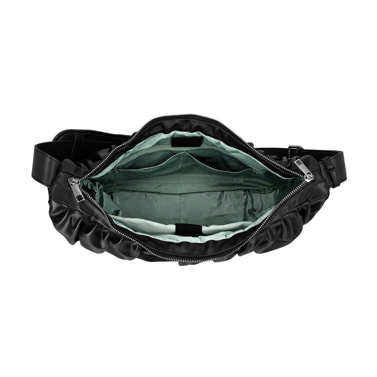 Leather Croissant Carryall (Black)