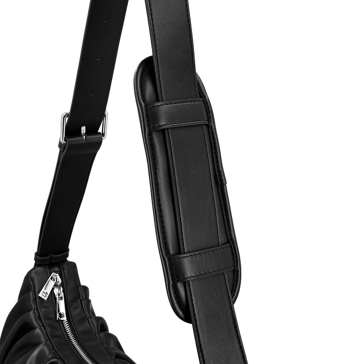 Leather Croissant Carryall (Black)