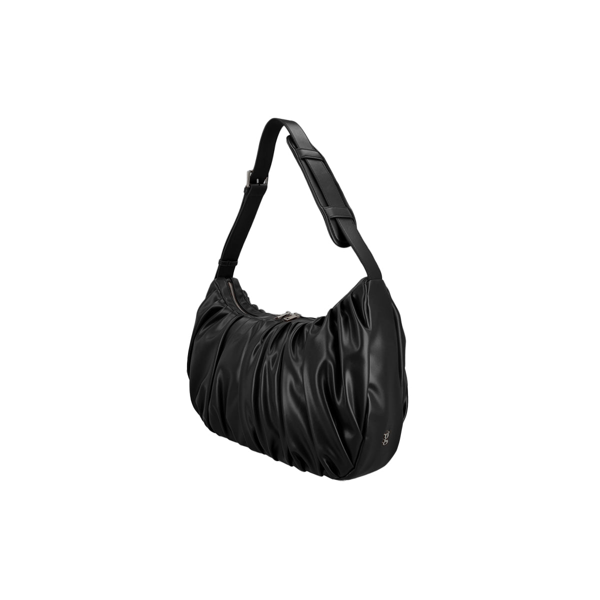 Leather Croissant Carryall (Black)