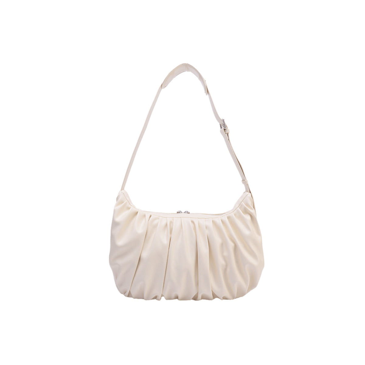 Leather Croissant Carryall (Cream)