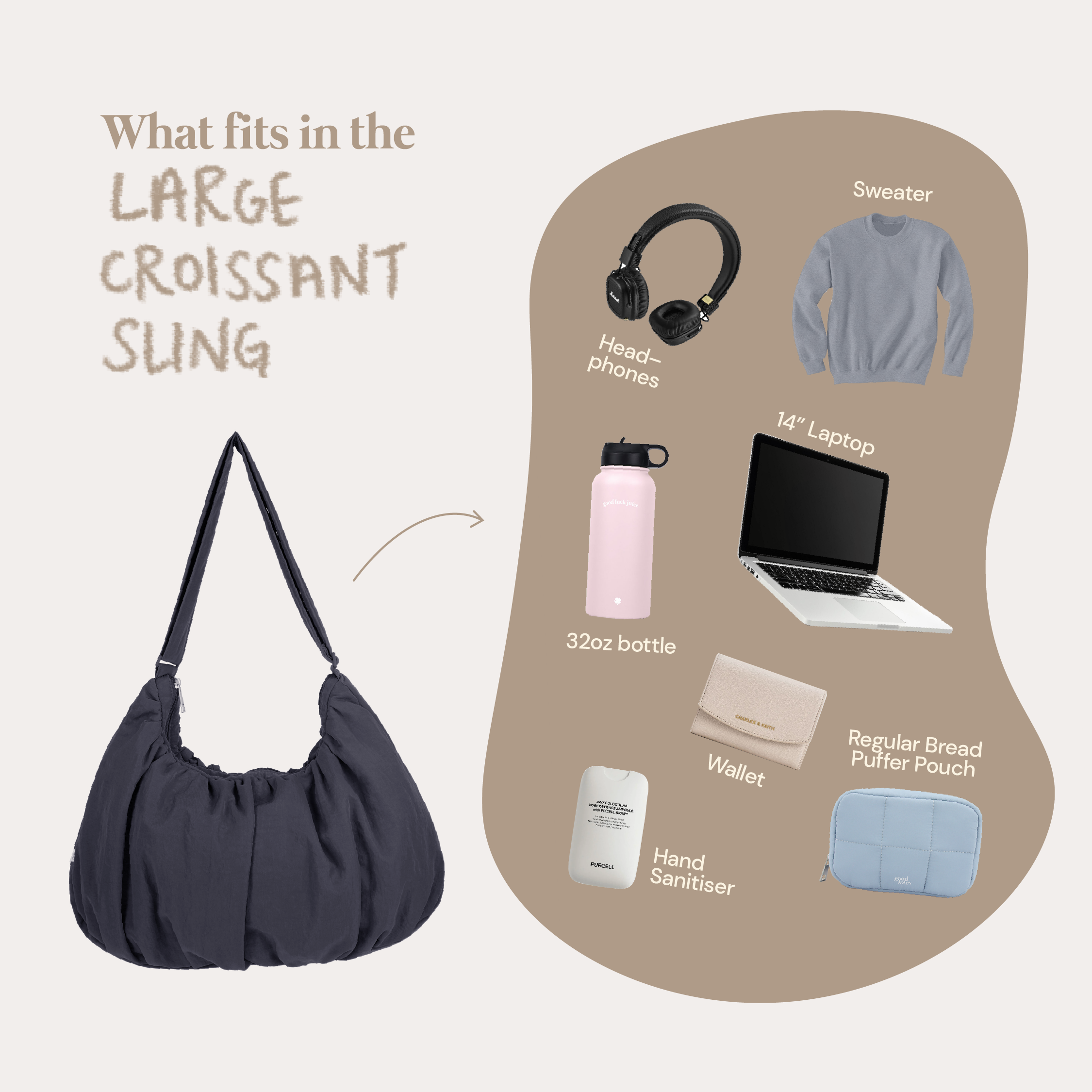 Large Croissant Sling – Work School Crossbody Good Totes